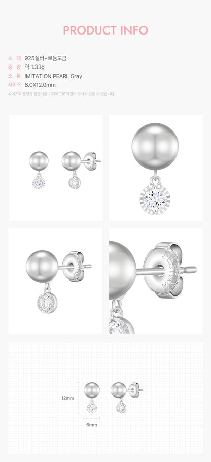 IU X J.ESTINA - BASIC PERLINA Gray Pearl Earrings