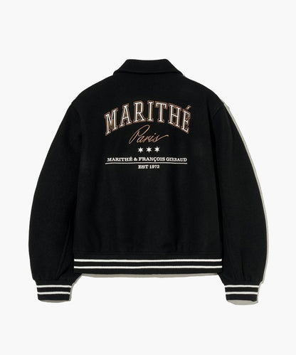 [Worn By Cha Eunwoo] Marithé Et François Girbaud Wool Piping Varsity Jacket