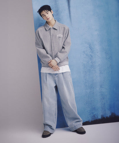 [Worn By Cha Eunwoo] Marithé Et François Girbaud Wool Piping Varsity Jacket