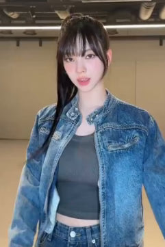 Milo Woman Washed Denim Racing Jacket Seen Worn by aespa Karina