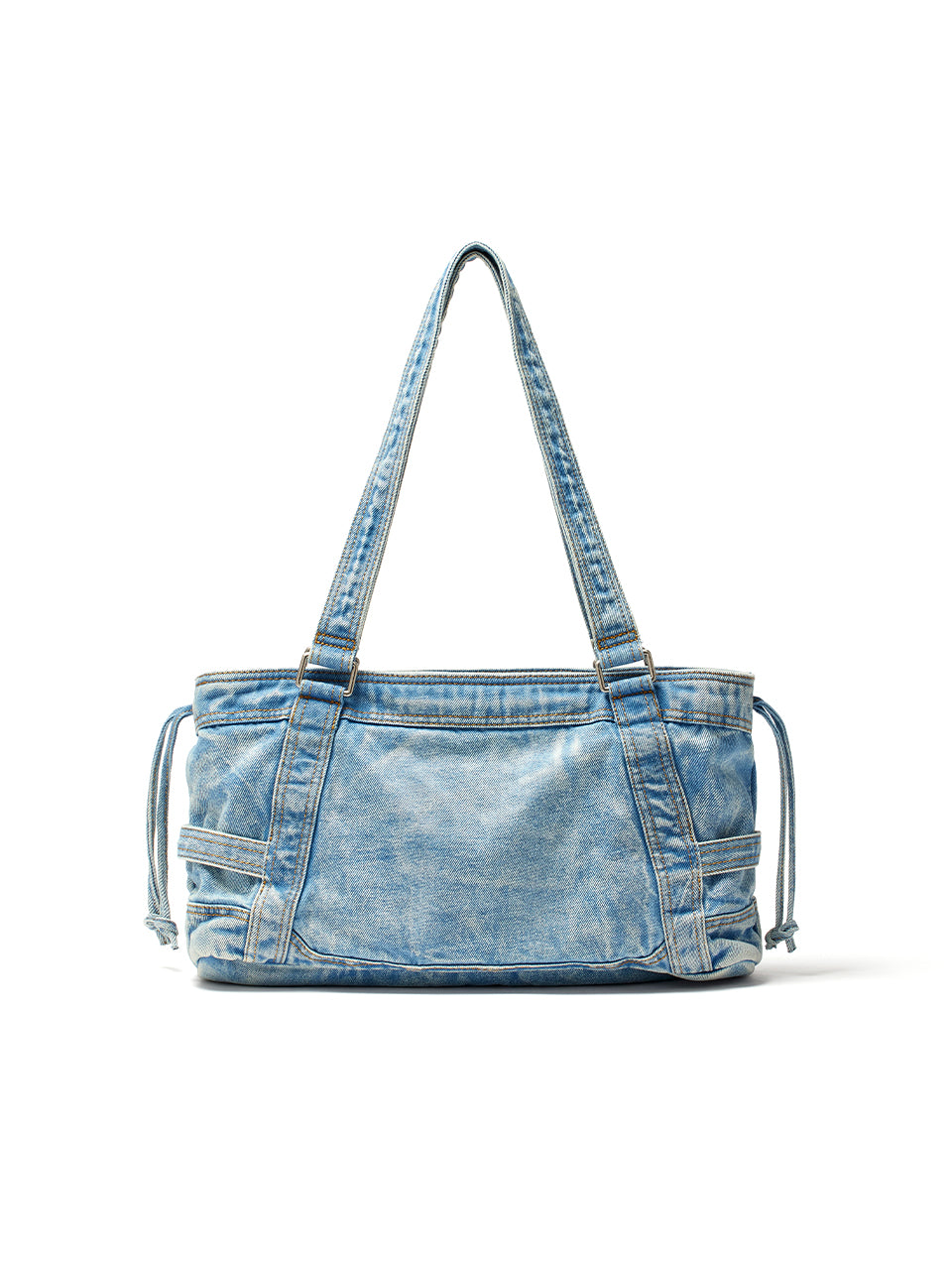 MATIN KIM WASHED DENIM SQUARE BAG IN LIGHT BLUE