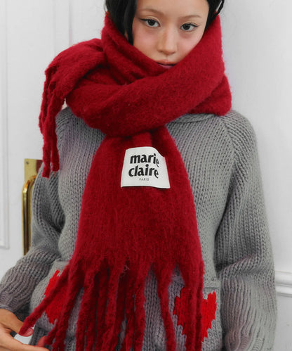 Marie Claire (FW25) Paris Collection - Fuzzy Solid Muffler (Red,White,Green,Sky Blue)