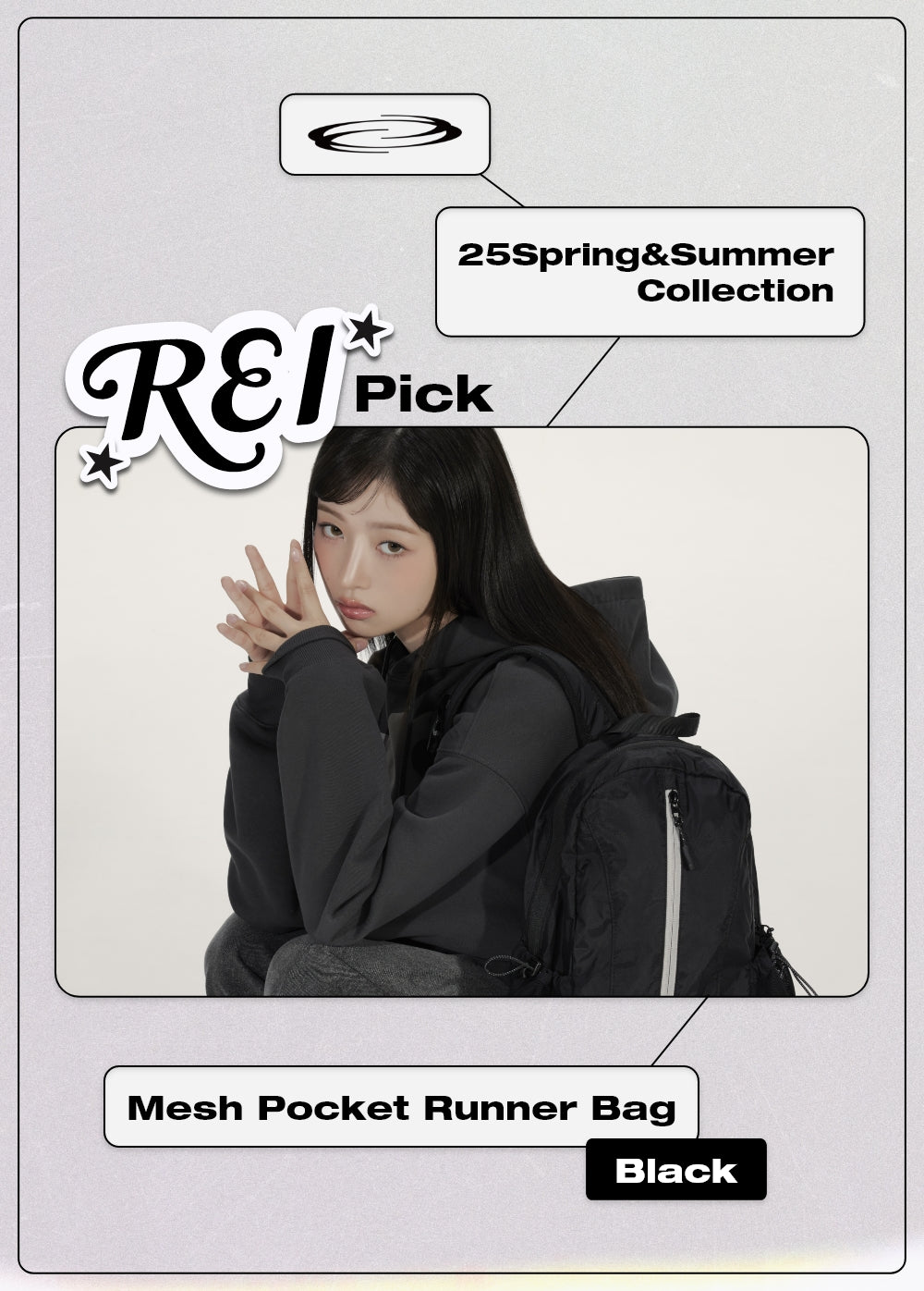 Ive Rei Pick] Opening Project Mesh Pocket Runner Bag - Black