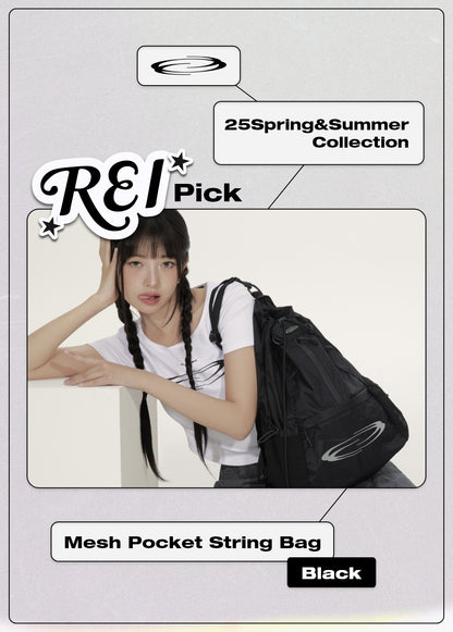 [Ive Rei Pick] Opening Project  Mesh Pocket String Bag - Black