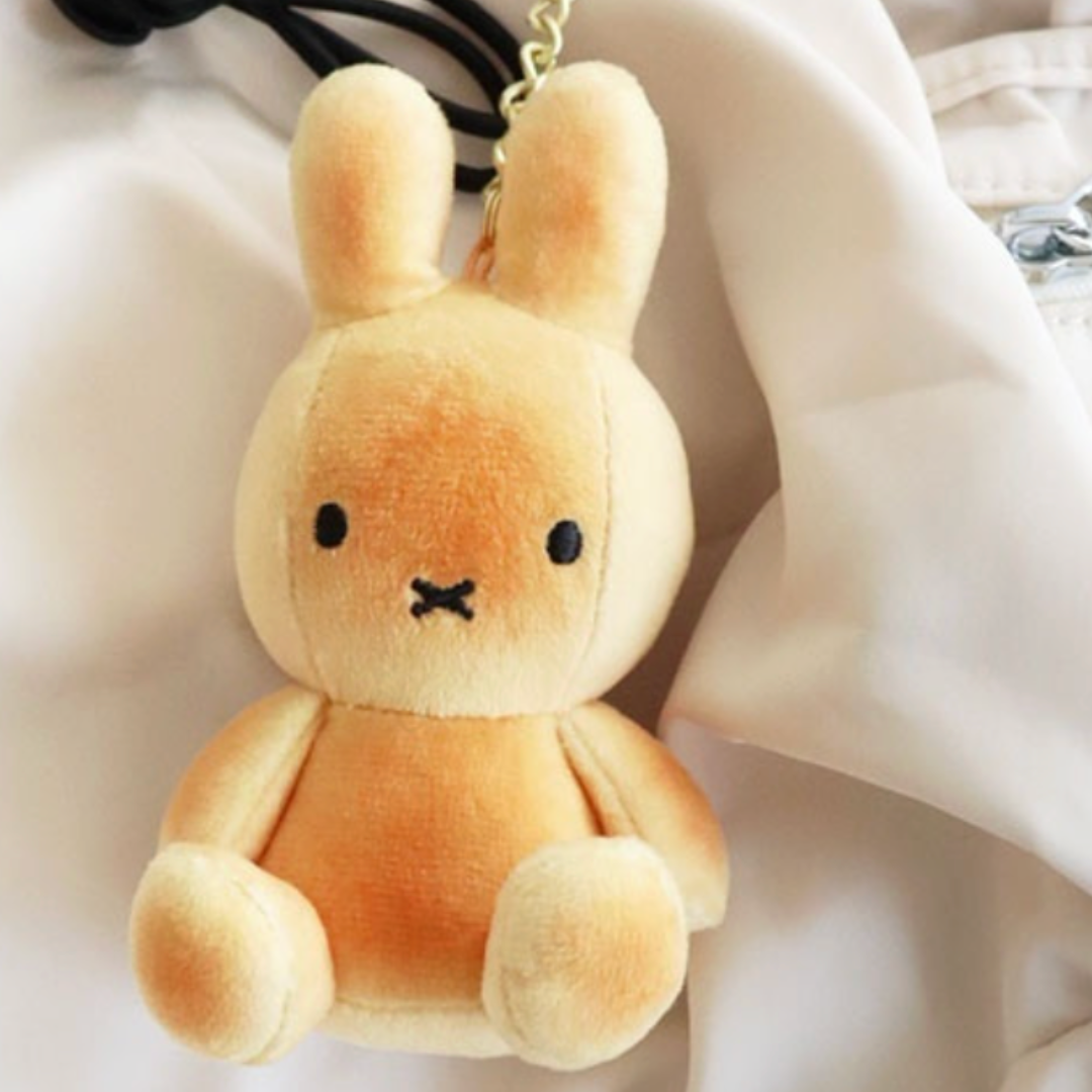 Miffy Plush Keyring 11cm - Bread Toast, Cream Check, Denim, Rainbow, Mocha, Pink, Red Bean Check Bag Charm