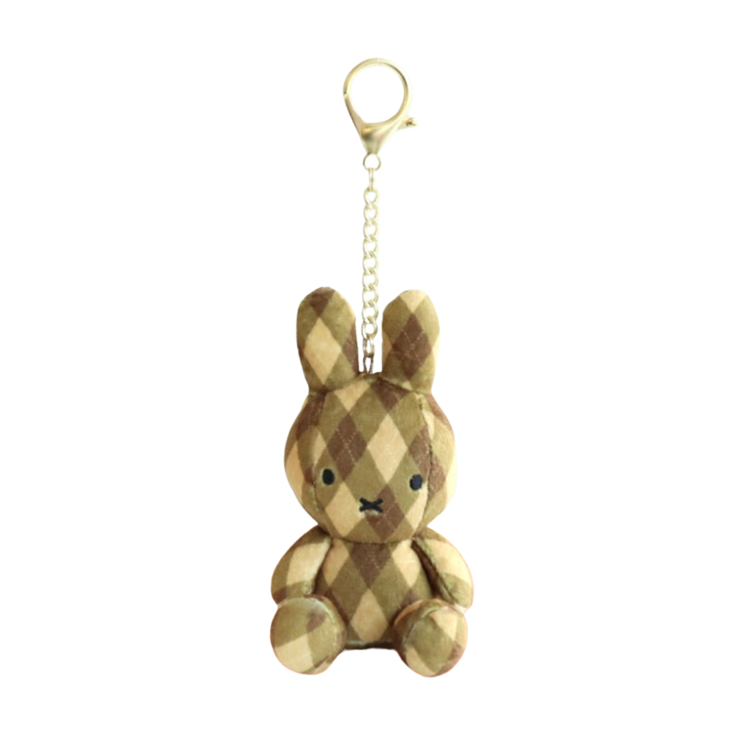 Miffy Plush Keyring 11cm - Bread Toast, Cream Check, Denim, Rainbow, Mocha, Pink, Red Bean Check Bag Charm