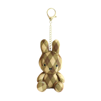 Miffy Plush Keyring 11cm - Bread Toast, Cream Check, Denim, Rainbow, Mocha, Pink, Red Bean Check Bag Charm