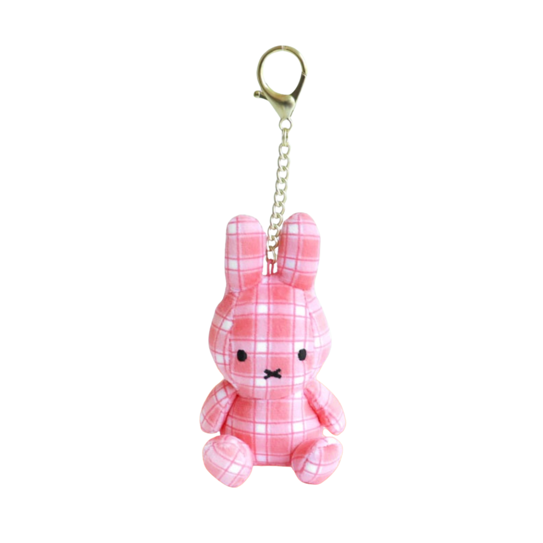 Miffy Plush Keyring 11cm - Bread Toast, Cream Check, Denim, Rainbow, Mocha, Pink, Red Bean Check Bag Charm