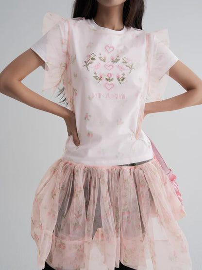 IVE Liz X [Minju Kim] Flower Pattern Sleeveless One-Piece Dress - Light Pink