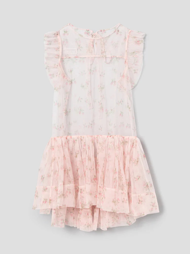 IVE Liz X [Minju Kim] Flower Pattern Sleeveless One-Piece Dress - Light Pink