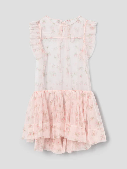 IVE Liz X [Minju Kim] Flower Pattern Sleeveless One-Piece Dress - Light Pink