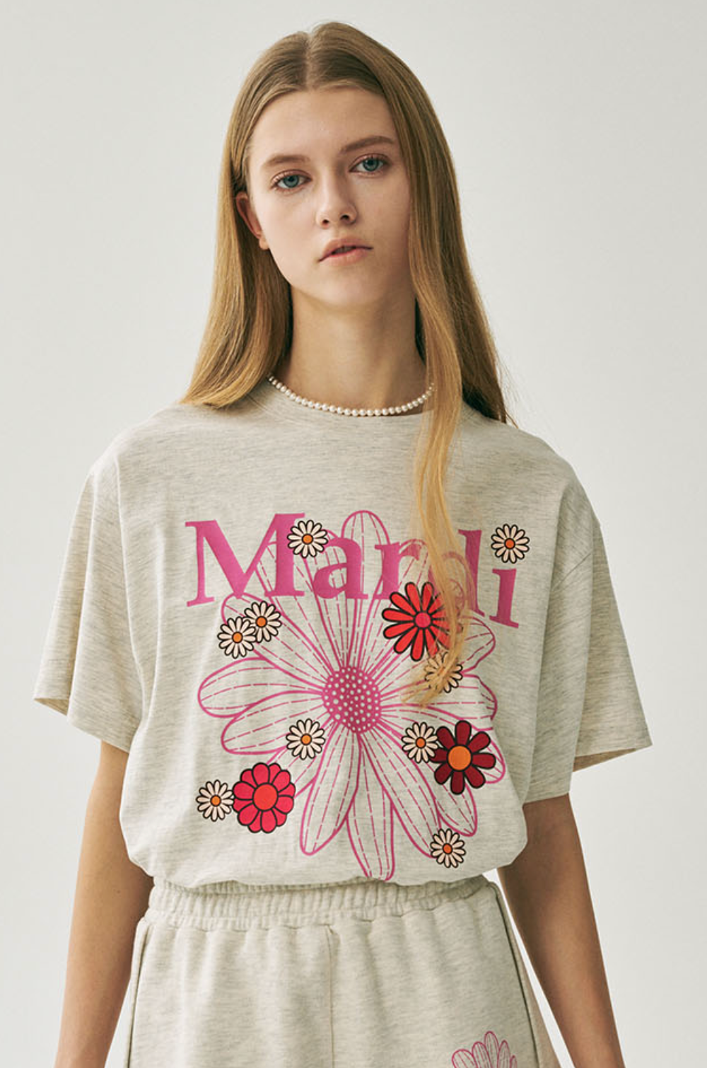 [Mardi Mercredi] TSHIRT FLOWERMARDI BLOSSOM ★韓国大人気★ MARDI MERCREDI】TSHIRT FLOWERMARDI BLOSSOM 半袖 韓国 | Base