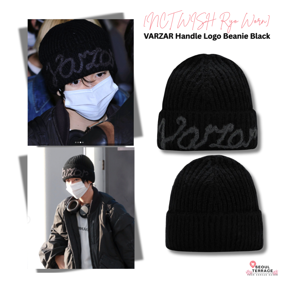 [NCT WISH Ryo Worn] VARZAR Handle Logo Beanie Black