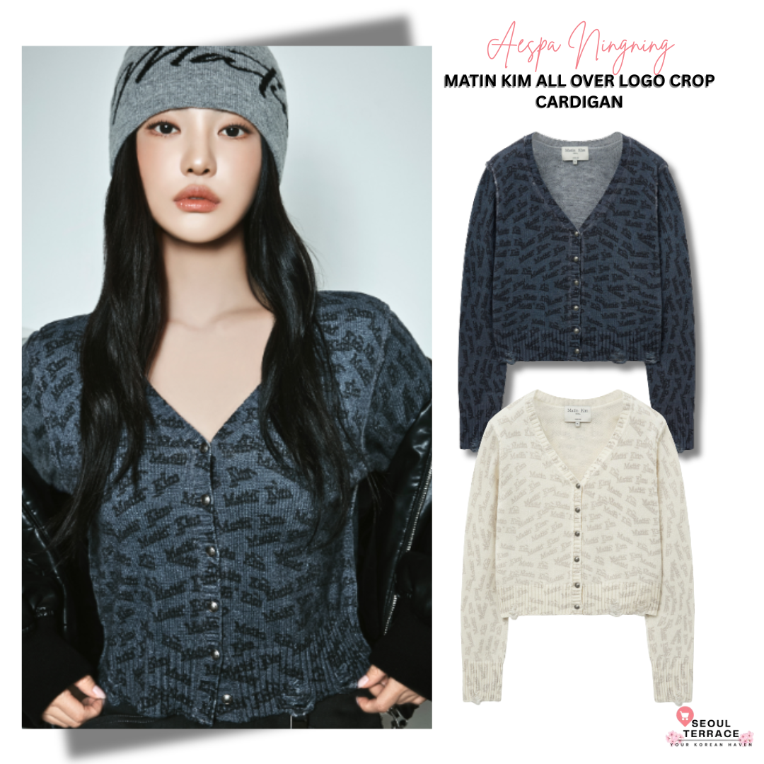 [Aespa Ningning Worn] Matin Kim All Over Logo Crop Cardigan