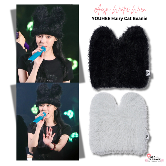 [Aespa Winter Worn] YOUHEE Hairy Cat Beanie