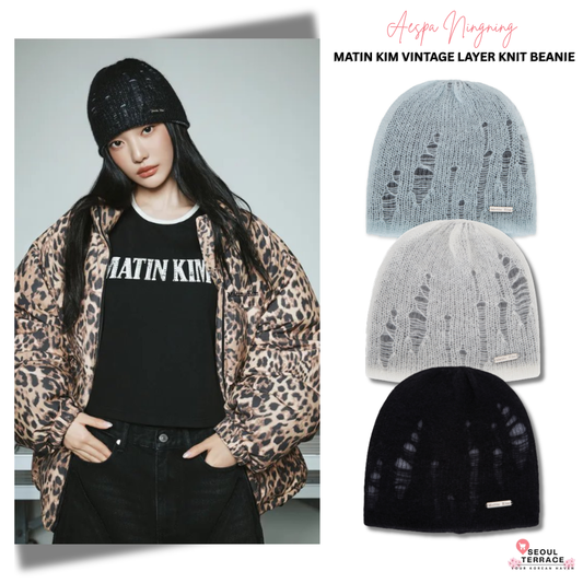 [Aespa Ningning Worn] Matin Kim Vintage layer Knit Beanie