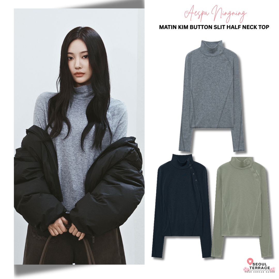 [Aespa Ningning Worn] Matin Kim Button Slit Half Neck Top