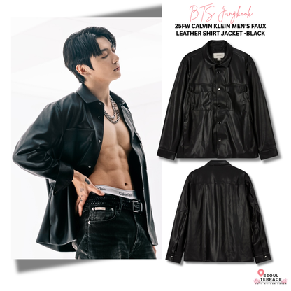 [BTS Jungkook Pick] 25FW Calvin Klein Men's Faux Leather Shirt Jacket -Black