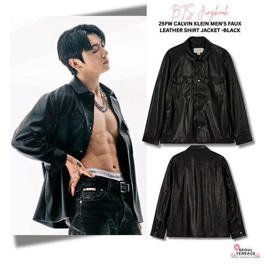 [BTS Jungkook Pick] 25FW Calvin Klein Men's Faux Leather Shirt Jacket -Black