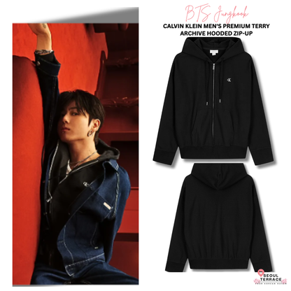 [BTS Jungkook Pick Inner] 25FW Calvin Klein Men's Premium Terry Archive Hooded Zip-Up
