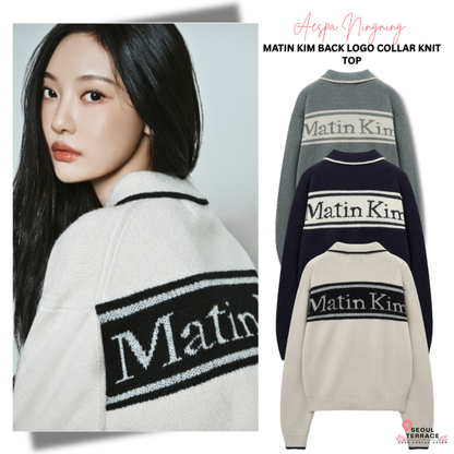 [Aespa Ningning Worn] Matin Kim Back Logo Collar Knit Top