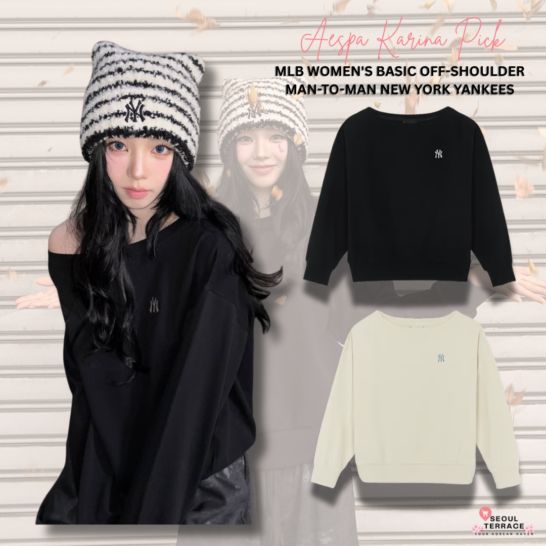 [Aespa Karina Worn] MLB Women's Basic Off-Shoulder Sweatshirt New York Yankees