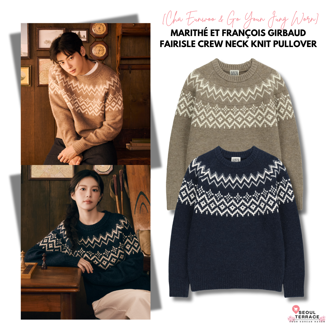 [Ch[Cha Eunwoo & Go Youn Jung Worn] Marithé et François Girbaud Fairisle Crew Neck Knit Pullover