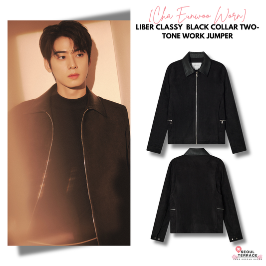 [Cha Eun Woo Worn] Liber Classy  Black Collar Two-Tone Work Jumper