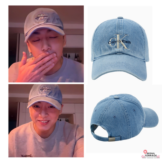 [BTS Jungkook Worn] Calvin Klein Jeans Unisex Monogram Denim Embroidered Ball Cap