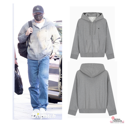 [BTS Jungkook Worn] Calvin Klein Men's Premium Terry Archive Hooded Zip-Up