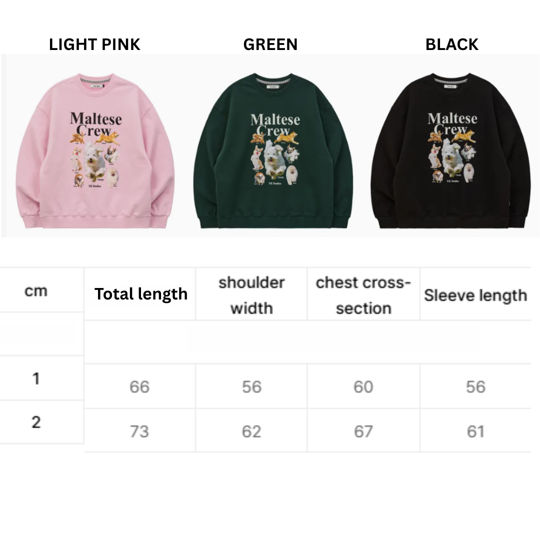 [Lesserafim Chaeyeon Worn] Wai Kei Maltese Crew Sweatshirts