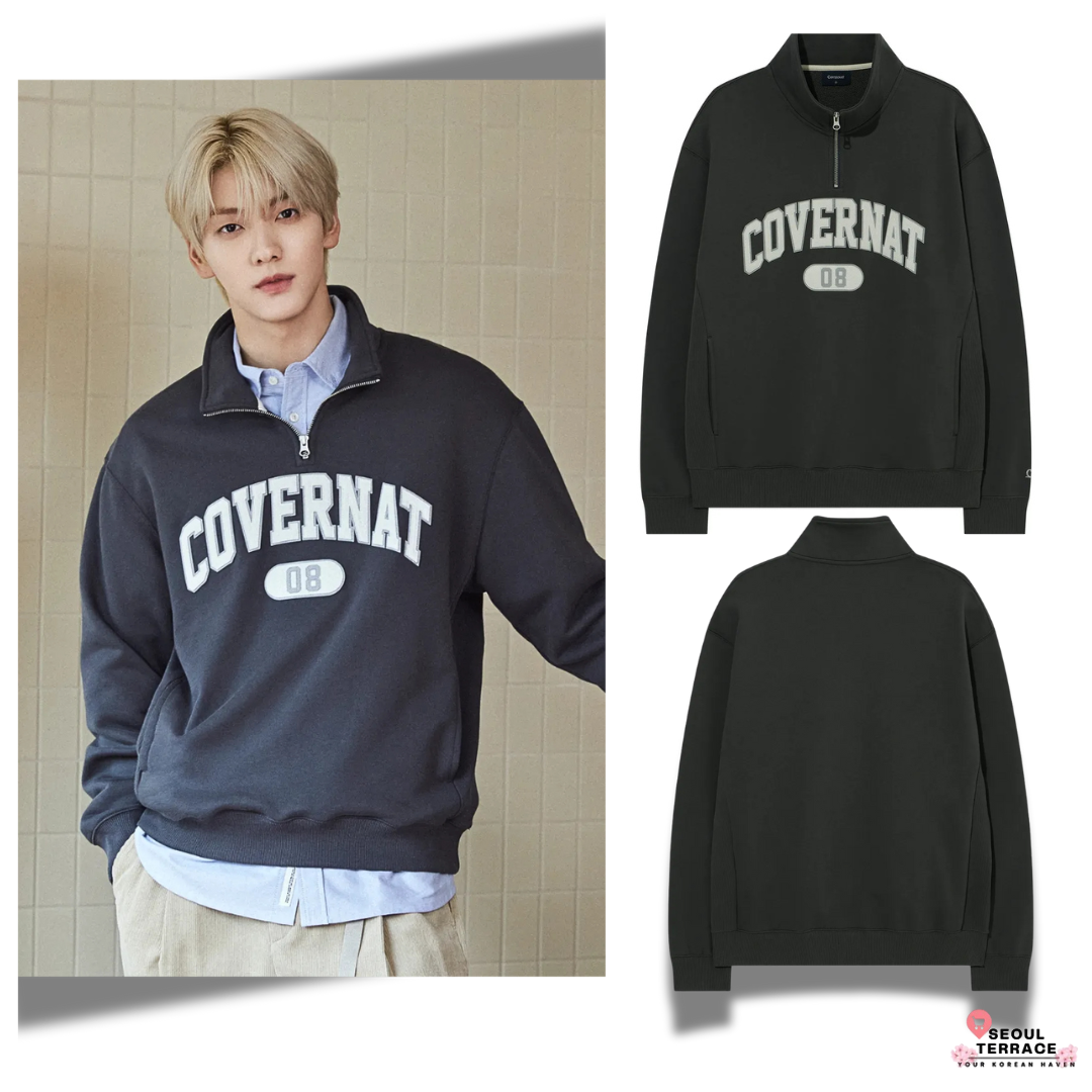 [TXT Soobin Worn] Covernat Arch Logo Half Zip-up Sweatshirt
