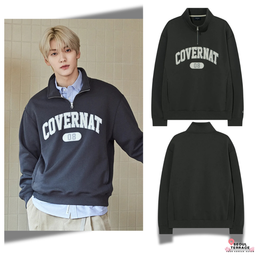 [TXT Soobin Worn] Covernat Arch Logo Half Zip-up Sweatshirt