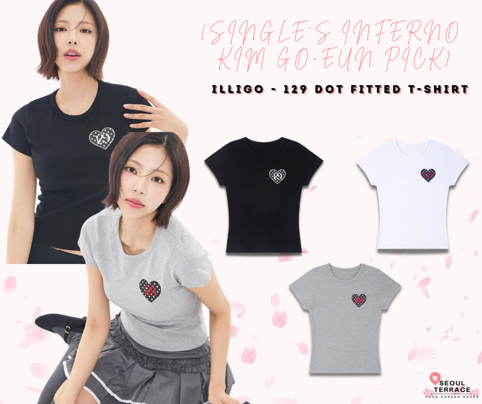 [SINGLE'S INFERNO KIM GO-EUN PICK] - ILLIGO 129 Dot Fitted T-Shirt
