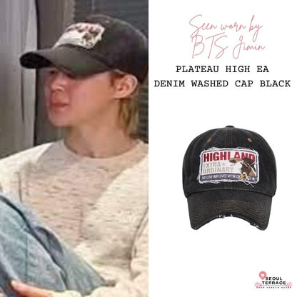 PLATEAU HIGH EA DENIM WASHED CAP BLACK Seen worn by BTS Jimin