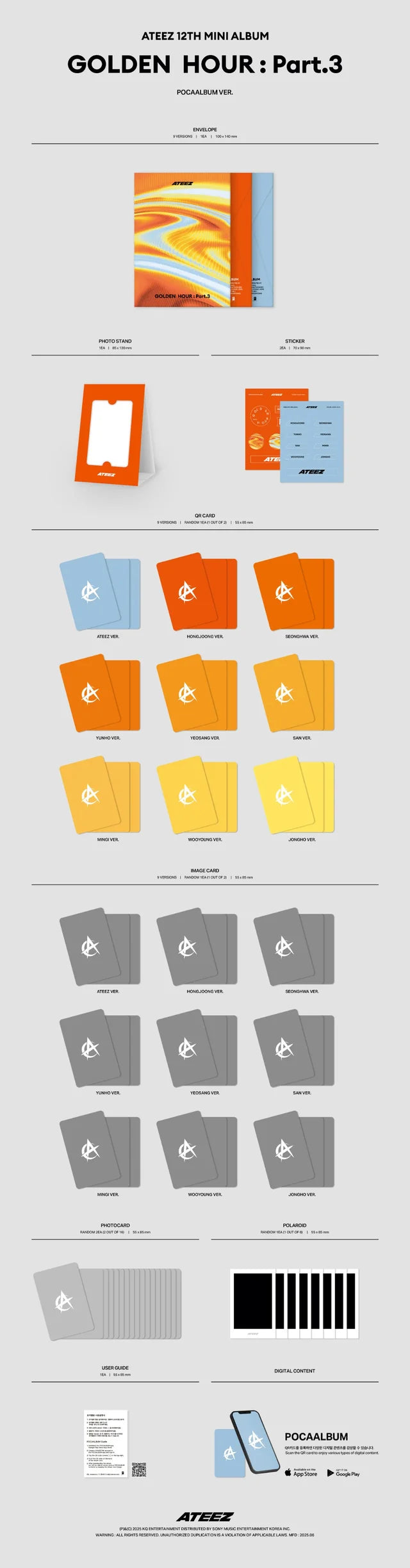 ATEEZ - 12TH MINI ALBUM [GOLDEN HOUR : Part.3] (POCAALBUM VER.) (Random)