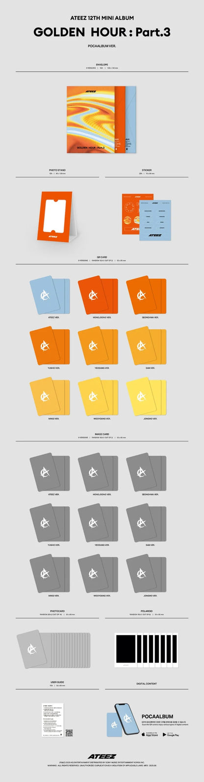 ATEEZ - 12TH MINI ALBUM [GOLDEN HOUR : Part.3] (POCAALBUM VER.) (Random)