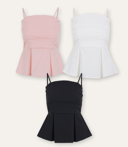 RIRINCO - Rahelidi Smocked Bending Pintuck Blouse Camisole (Adjustable Straps)