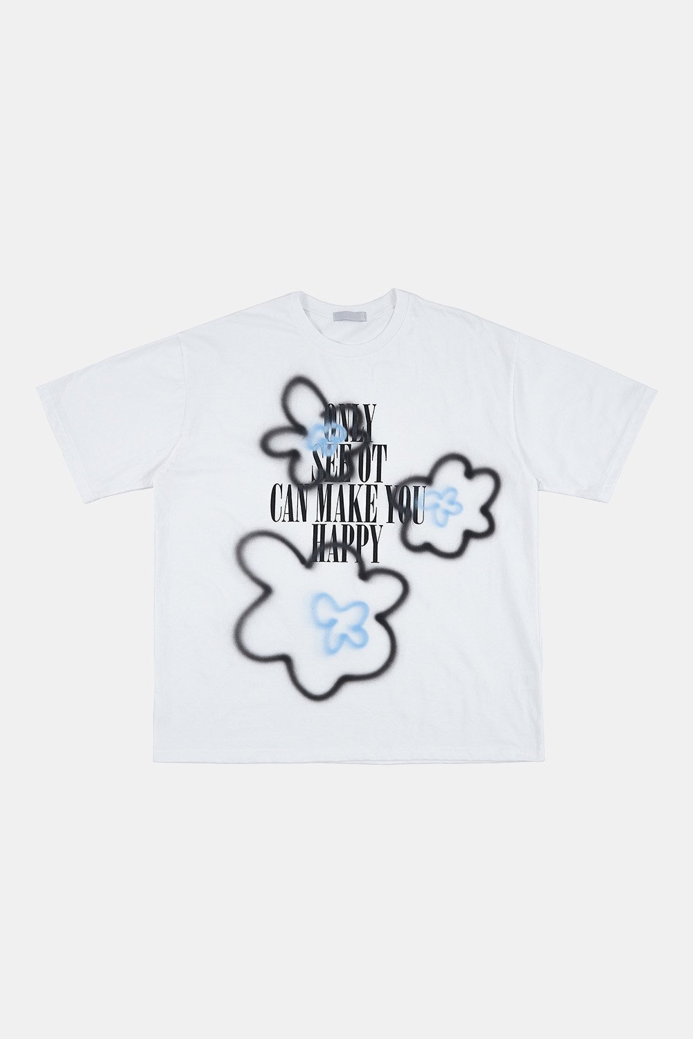 Raucohouse Flower Spray Print Over T-Shirt [White] – Worn by ENHYPEN Heeseung (FREE SIZE)