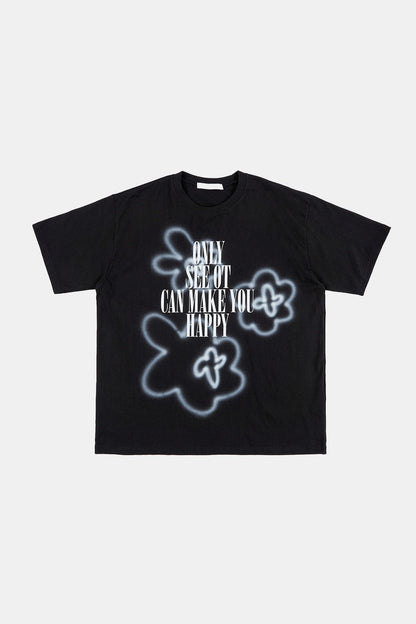 Raucohouse Flower Spray Print Over T-Shirt [BLACK] – Worn by ENHYPEN Heeseung (FREE SIZE)