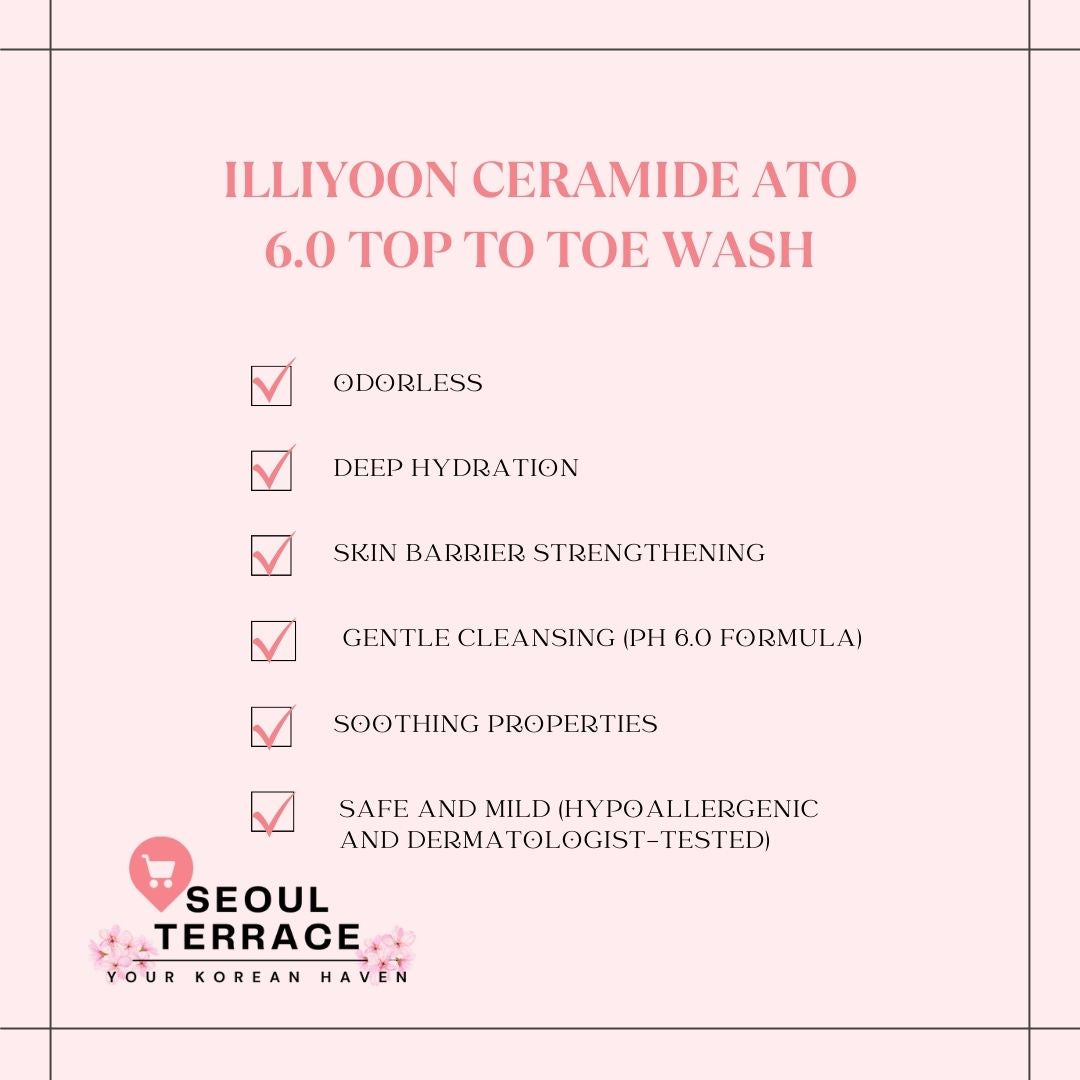 Illiyoon Ceramide Ato 6.0 Body Wash 500ml, 16.9 Fl Oz