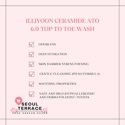 Illiyoon Ceramide Ato 6.0 Body Wash 500ml, 16.9 Fl Oz