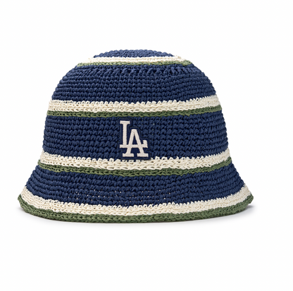 MLB [25S New Arrival]  Striped Summer Hat LA Dodgers (KNIT DOME)