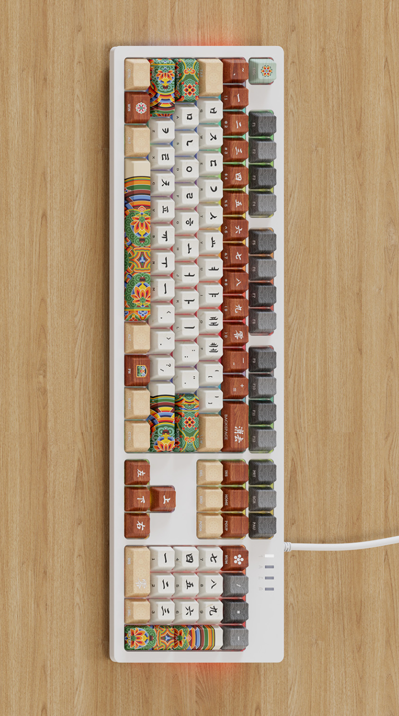c.e.dot WHITE DANCHEONG WIRED LED MECHANICAL KEYBOARD with KOREAN TRADITIONAL DESIGN