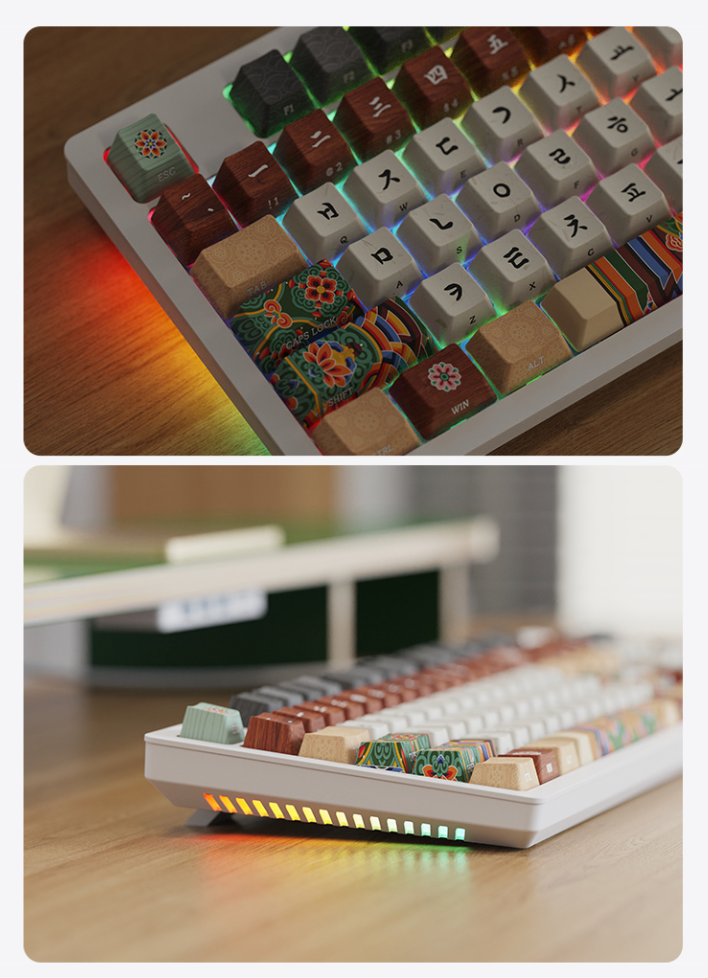 c.e.dot WHITE DANCHEONG WIRED LED MECHANICAL KEYBOARD with KOREAN TRADITIONAL DESIGN