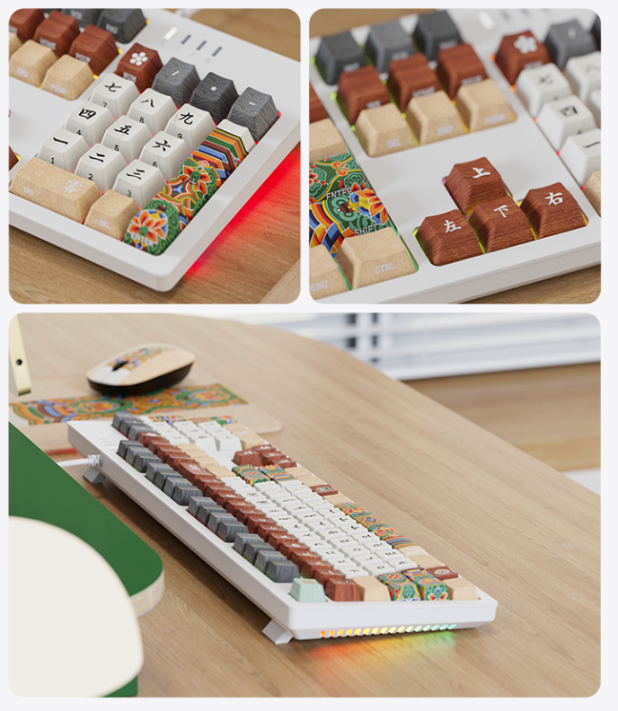 c.e.dot WHITE DANCHEONG WIRED LED MECHANICAL KEYBOARD with KOREAN TRADITIONAL DESIGN