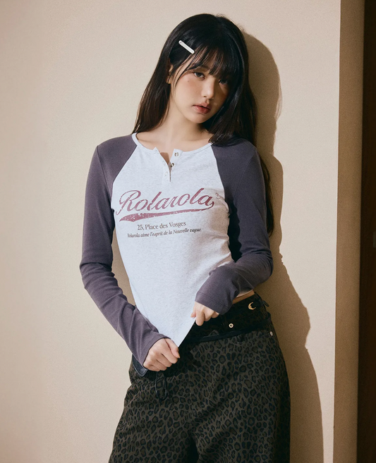 ROLAROLA - Vintage Logo Raglan T-Shirt   [IVE Jang Won-young pick]