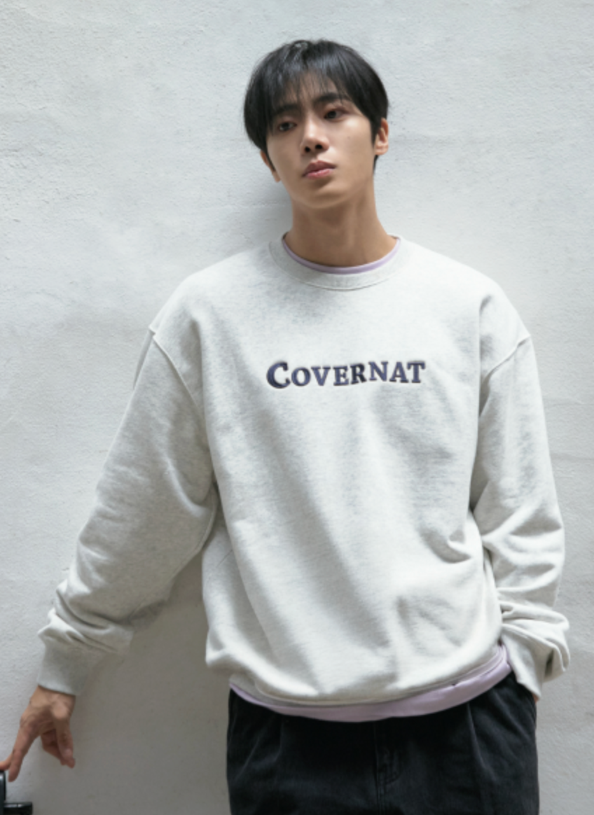 COVERNAT [Worn by Choo Young-woo] Center Logo Man-to-Man Melange Gray