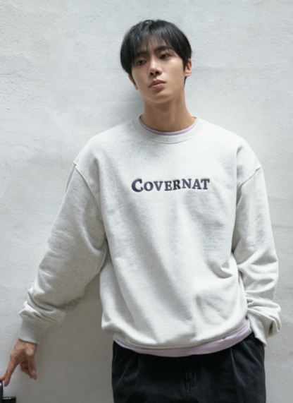 COVERNAT [Worn by Choo Young-woo] Center Logo Man-to-Man Melange Gray