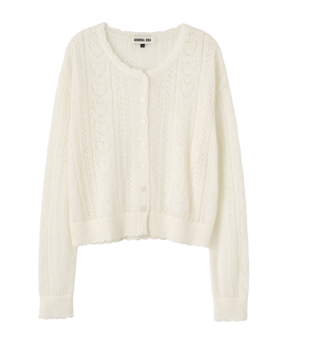 GENERAL IDEA -  WOMAN Hairy Punching Lace Cardigan [WHITE]